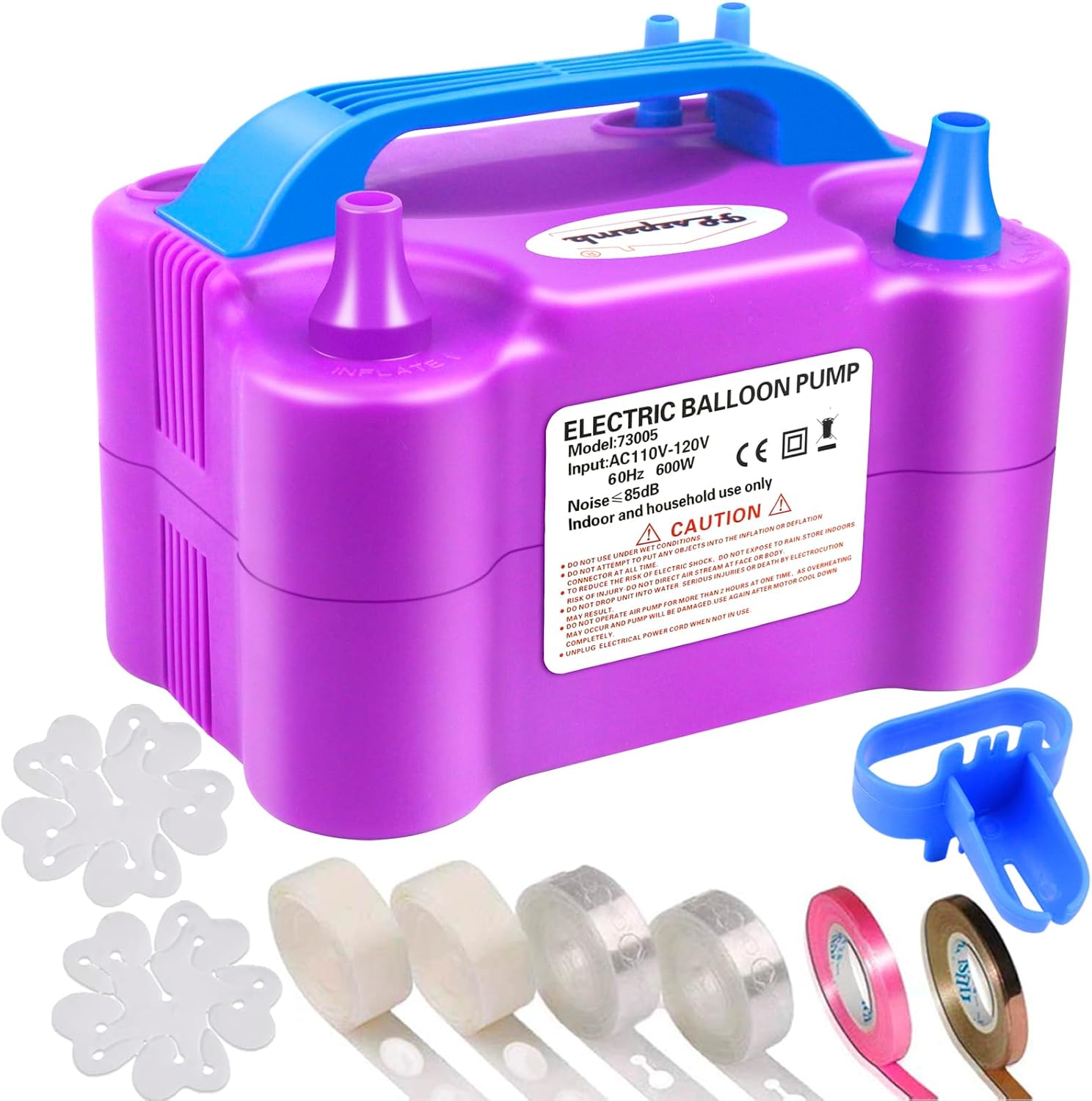 Electric Balloon Pump Portable With Decorative Accessories for Birthday Parties, Weddings, Festivals (Purple)