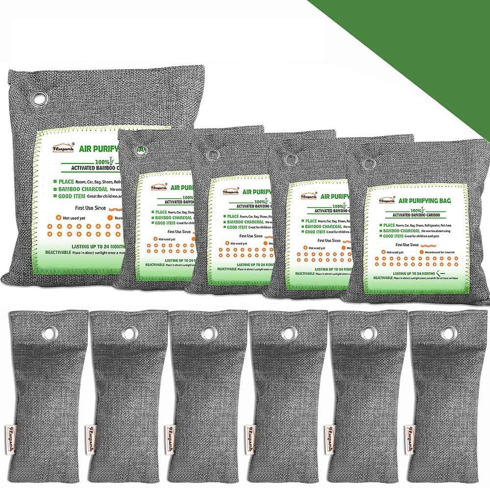 FLSEPAMB 11 Pack Bamboo Charcoal Air Purifying Bags, Charcoal bags odor absorber, Charcoal Odor Eliminator Bags, Nature Fresher Air Purifier Bags, Activated Charcoal Odor Absorber for Home, Car, Closet